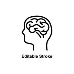 brain system icon designed in outline style in editable stroke for human anatomy icon theme