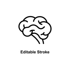 brain icon designed in outline style in editable strokes for human anatomy icon theme