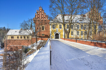 Castle in Olsztyn, Poland. Beautiful winter view