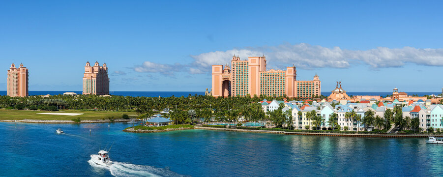 The panoramic view of Paradise Island, Nassau, Bahamas.