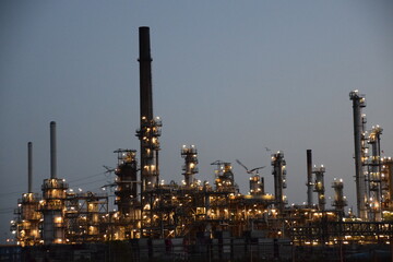 Oil Refinery at night