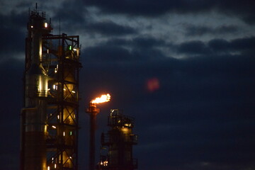 Oil Refinery at night