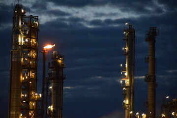 Oil Refinery at night