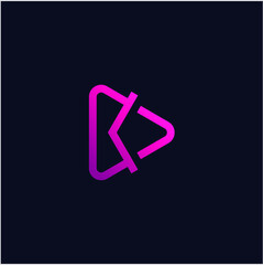 K Initial play logo design vector template