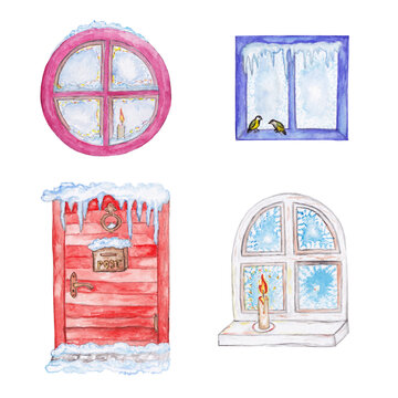 Watercolor doors and windows