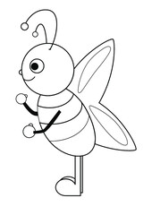 Fototapeta premium Cute bee wings, antenna coloring children 3 years 4 years 5 years 