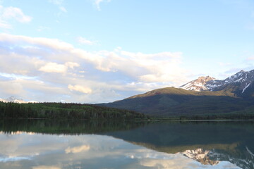 Beautiful blue lakes in Jasper national park. Wonderful road trip through Banff and Jasper national park in British Columbia, Canada. An amazing day in Vancouver. What a beautiful nature in Canada.