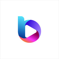 B Initial play logo design vector template