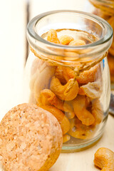 cashew nuts on a glass jar