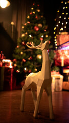 Christmas deer with a Christmas tree