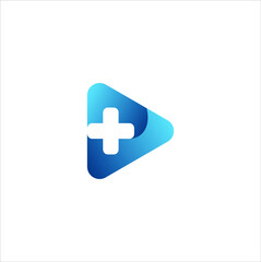 Medical and media play logo design vector template