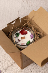 Background with hand made candle for spa and relax