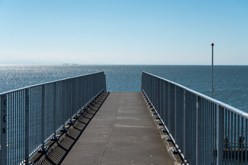 Obraz premium View on Afsluidijk, long dam with freeway for protection of Netherlands from North Sea