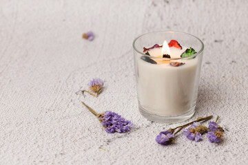 Background with hand made candle for spa and relax