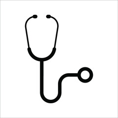 Stethoscope graphic icon. Stethoscope sign on a white background. Medicine symbol. Vector illustration