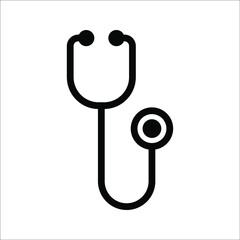 Stethoscope graphic icon. Stethoscope sign on a white background. Medicine symbol. Vector illustration