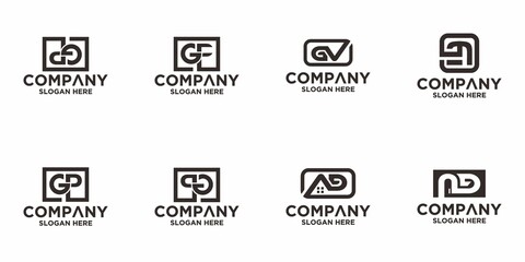 Set initial letter Logo Icon Template. Illustration vector graphic.latter initial DE, GF, GV, EN, GP, PG,AE, or NE logo design