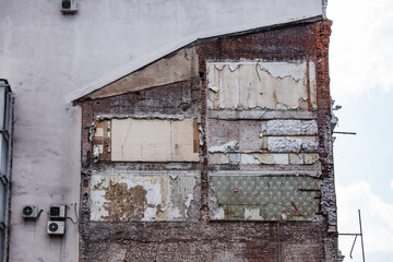Internal wall of demolited building. Moscow, Russia.