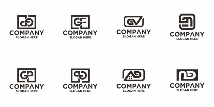 Set initial letter Logo Icon Template. Illustration vector graphic.latter initial DE, GF, GV, EN, GP, PG,AE, or NE logo design