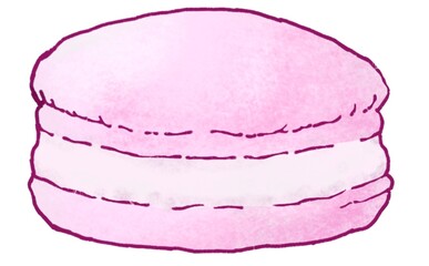 手描きで描かれたピンクのマカロン2