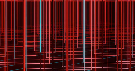 Render with red lines and light blue neon lines