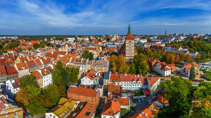 Stare Miasto w Olsztynie widoczne z lotu ptaka