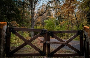 wooden gate in autumn