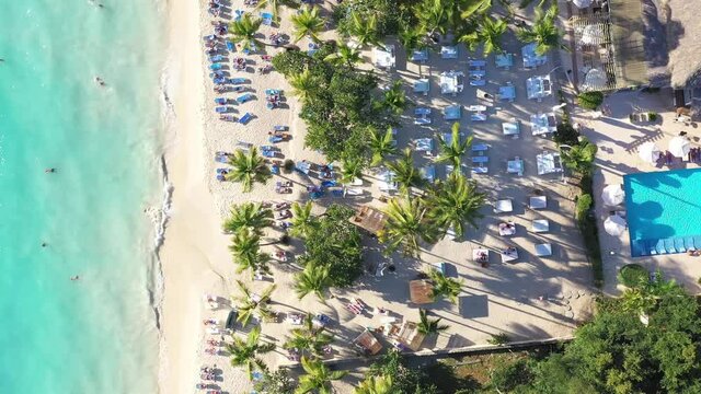 aerial view of a beautiful caribbean beach in La Romana, Dominican Republic