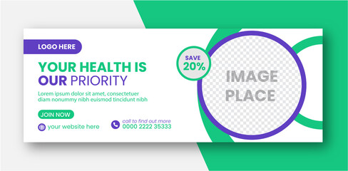 Medical healthcare Facebook cover photo and Instagram cover photo design or web banner for medical services template , 