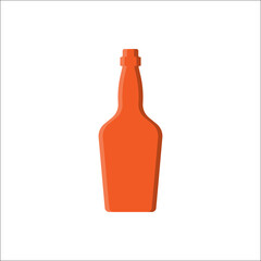 Whiskey bottle. Alcoholic drink for parties and celebrations. Simple shape isolated with shadow and light. Colored illustration on white background. Flat design style for any purposes