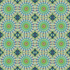 Bohemian seamless green mandala pattern