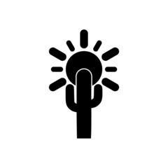 Sun with cactus icon isolated on white background