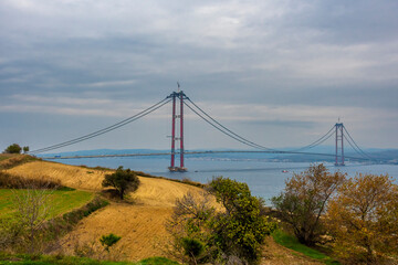 1915 Canakkale Bridge construction view in Turkey