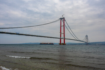 1915 Canakkale Bridge construction view in Turkey