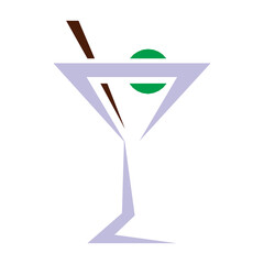 Martini glass with olive isolated on white in EPS10