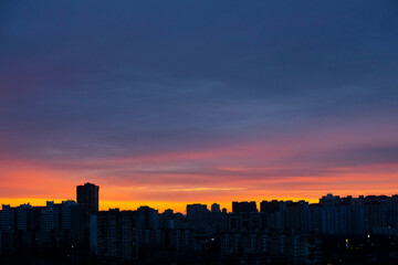 City sunset. Soothing pastel colors. 