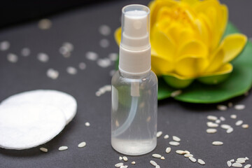 Rice water left to ferment and meant to be used as a face wash with anti aging benefits, skin brightening and protection and also used as hair treatment by asian women