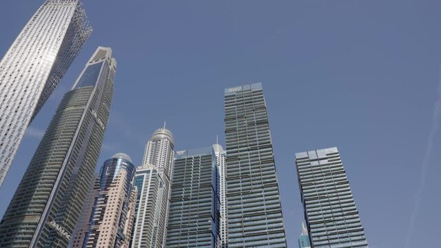 Dubai Marina Entrance Building Tops Rotating Perspective