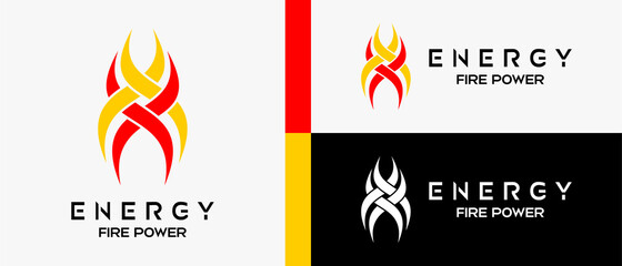 fire energy logo design template with tribal elements. vector abstract logo illustration