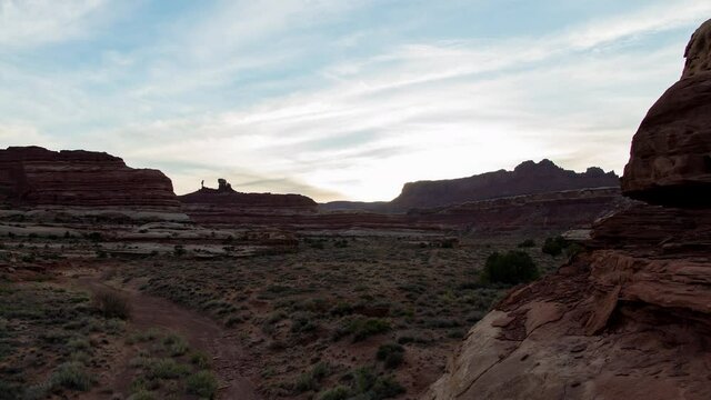 Day to night to day time-lapse in Horse Canyon, located in the Maze District of  Canyonlands National Park in Utah. The arid desert landscape is empty and beautiful. 