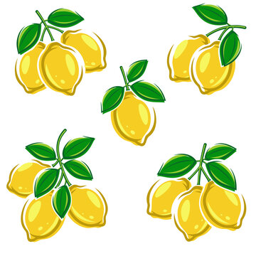 Lemon set. Collection icon lemons. Vector