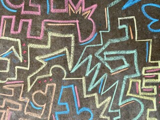 sidewalk chalk art geometric designs - obrazy, fototapety, plakaty
