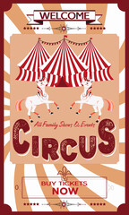 Vintage circus ticket with horses