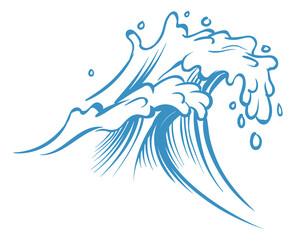 Water splash in hand drawn sketch style. Sea wave