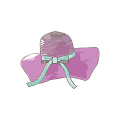 doodle woman hat with a bow, excellent vector illustration