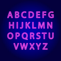 neon letters. alphabet on a dark background. vector