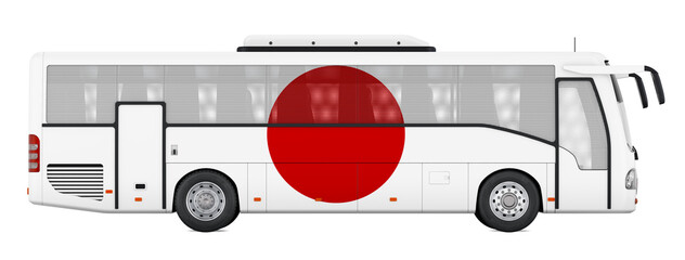 Bus travel in Japan, Japanese bus tours, concept. 3D rendering