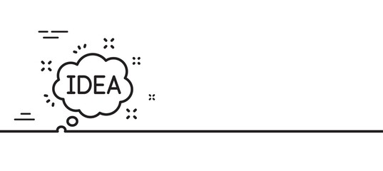 Idea speech bubble line icon. Graphic art sign. Inspiration symbol. Minimal line illustration background. Idea line icon pattern banner. White web template concept. Vector