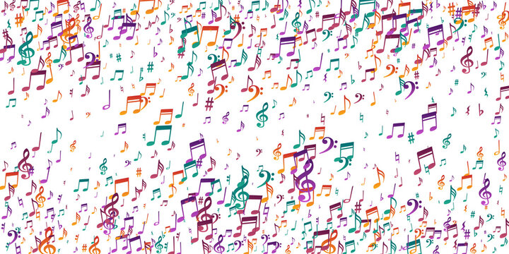Music note icons vector backdrop. Song notation © SunwArt