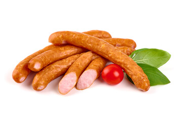 Dried sausages, isolated on white background.